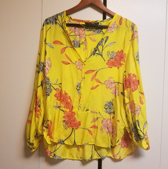 zara yellow floral top